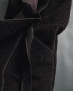 "FENDI" 90’s-00’s Sculptural belted leopard cat fur collar alpaca coat