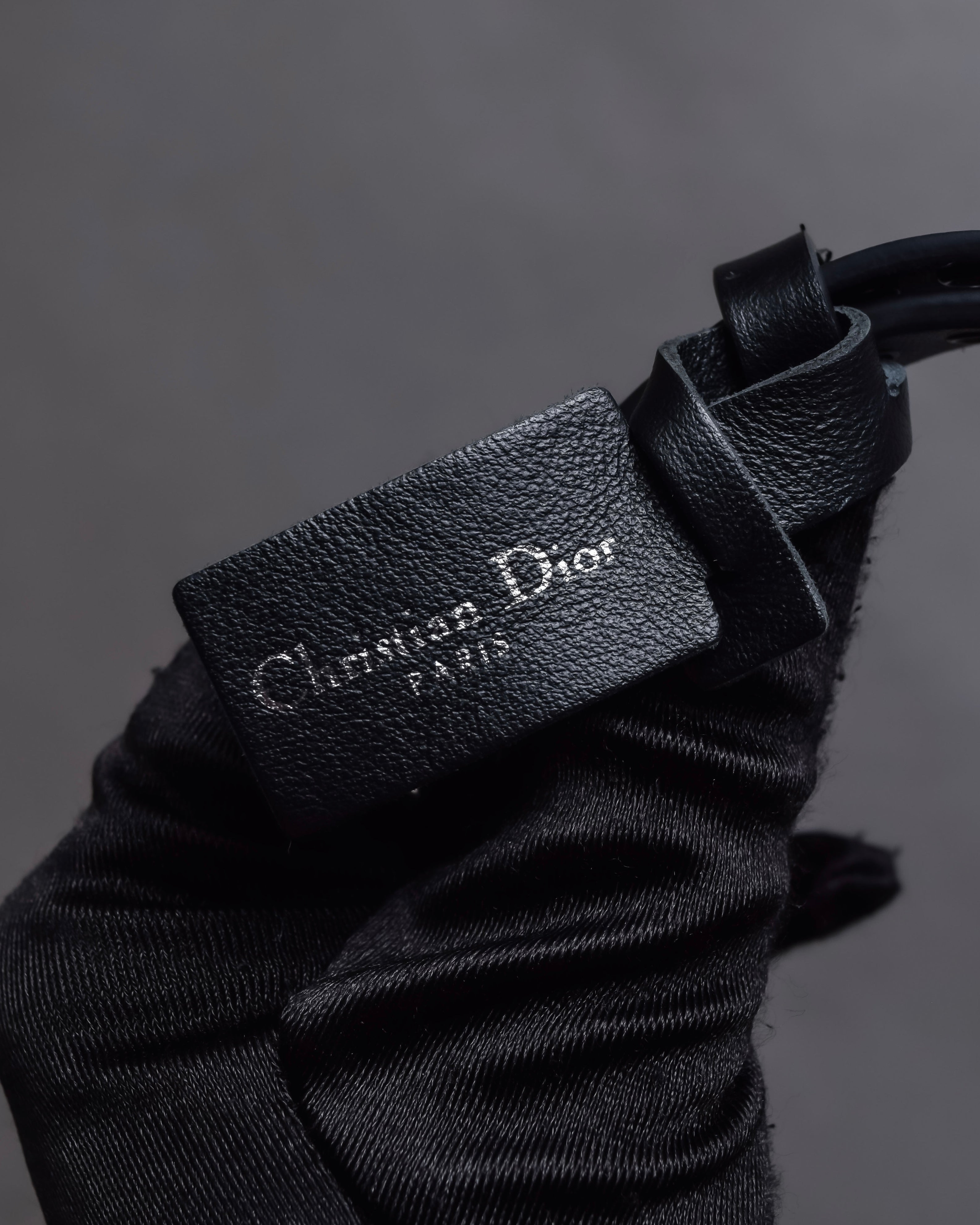 "Christian Dior" Black eyelet leather narrow belt