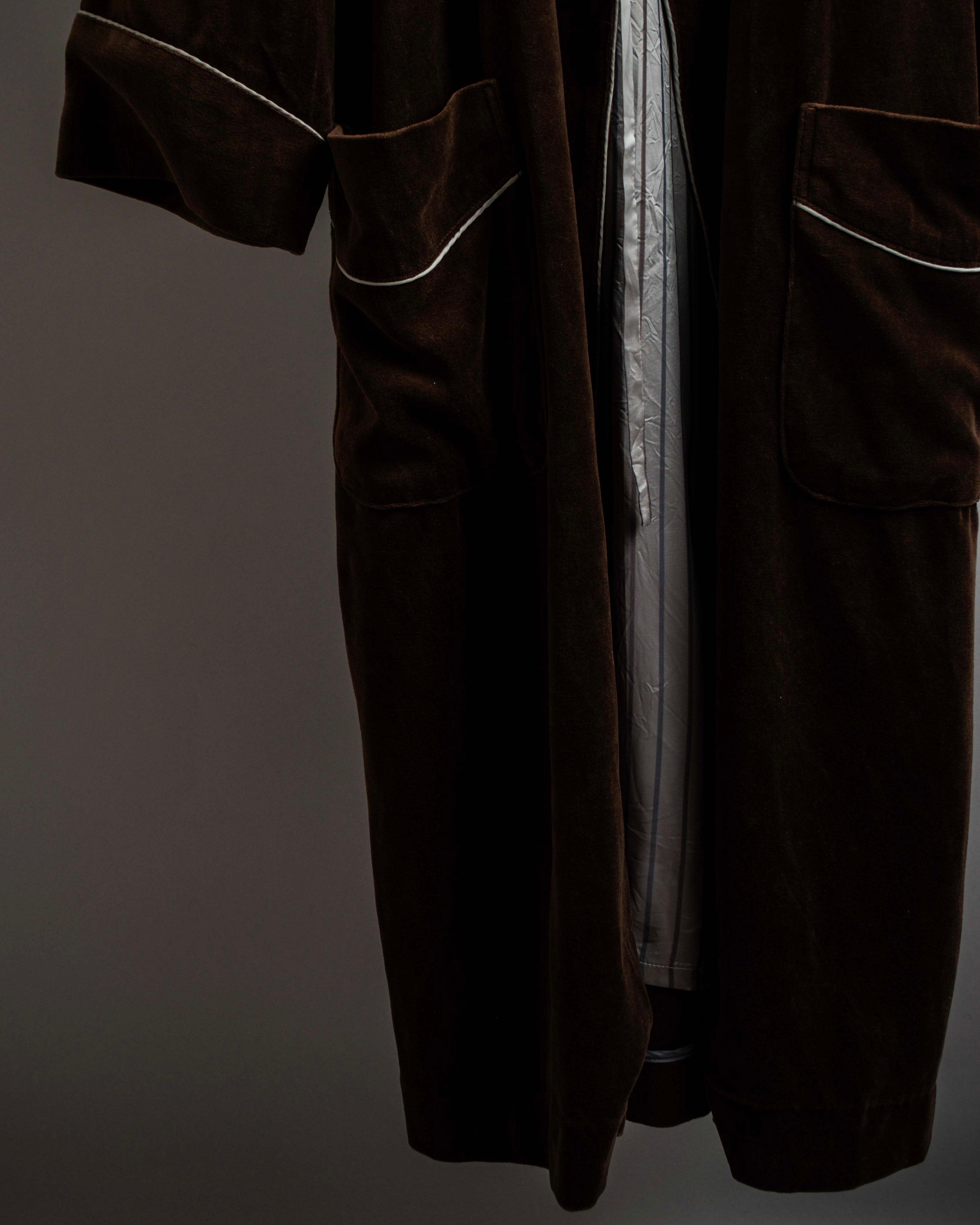 "CELINE" Piping design velour long gown coat