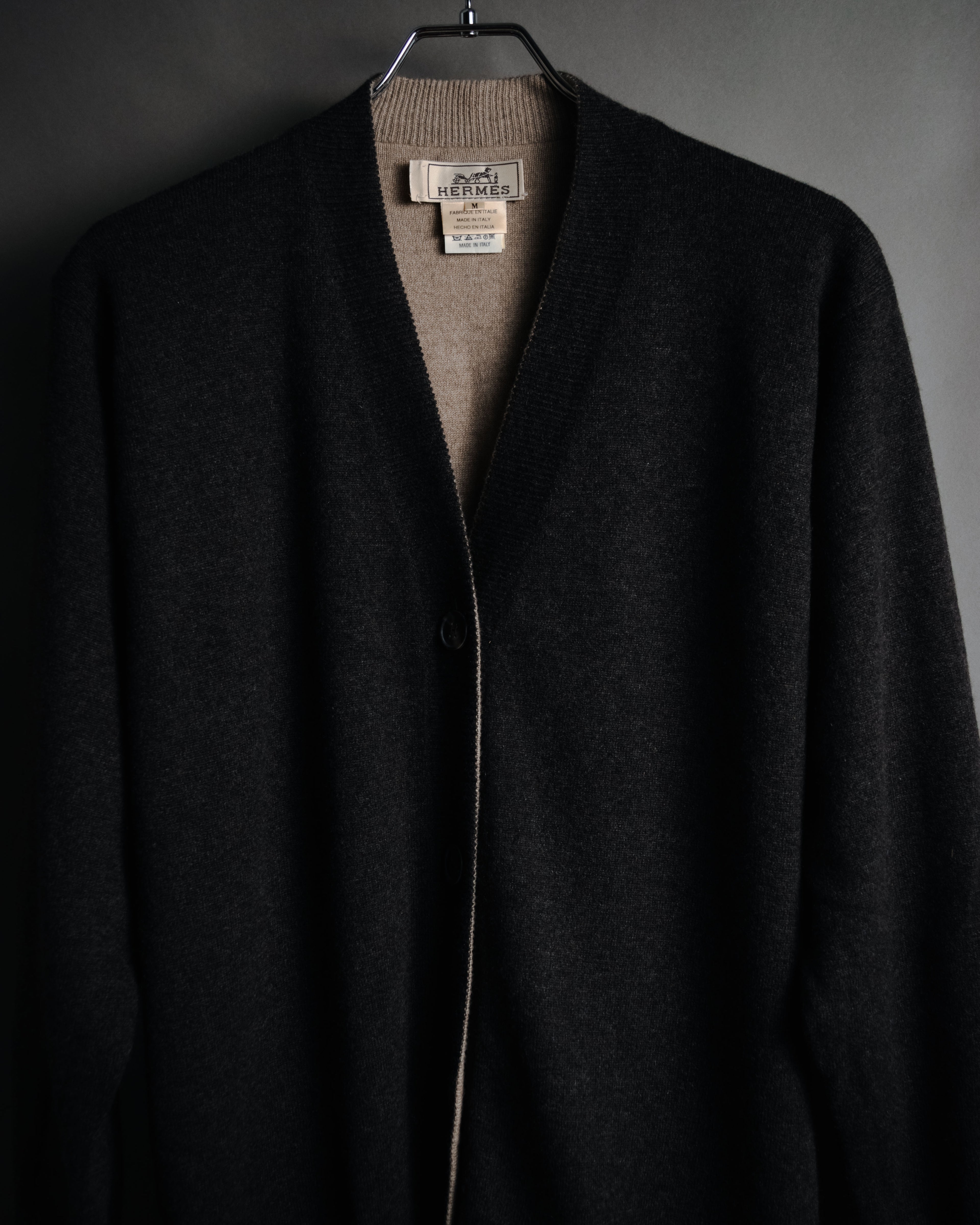–SPECIAL– "HERMES" 90’s-00’s Double-faced reversible linen cotton cardigan