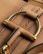 "GUCCI" Duilio brogue brown leather shoulder bag