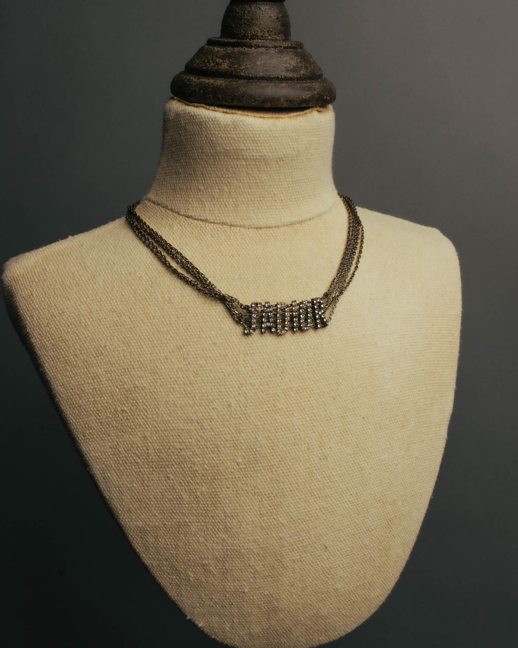 "Christian Dior" Rhinestone logo choker necklace