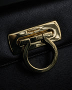 "Salvatore Ferragamo" Structured Gancini 2way dark brown leather bag