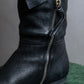 "MIU MIU" Gathered＆ribbon design zip-up leather long boots