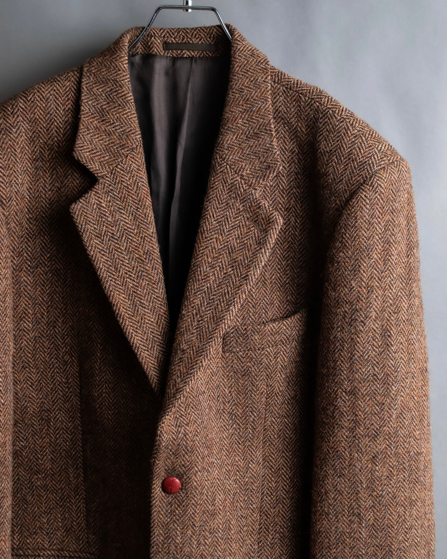 "HARRIS TWEED" Oversized herringbone tailored jacket