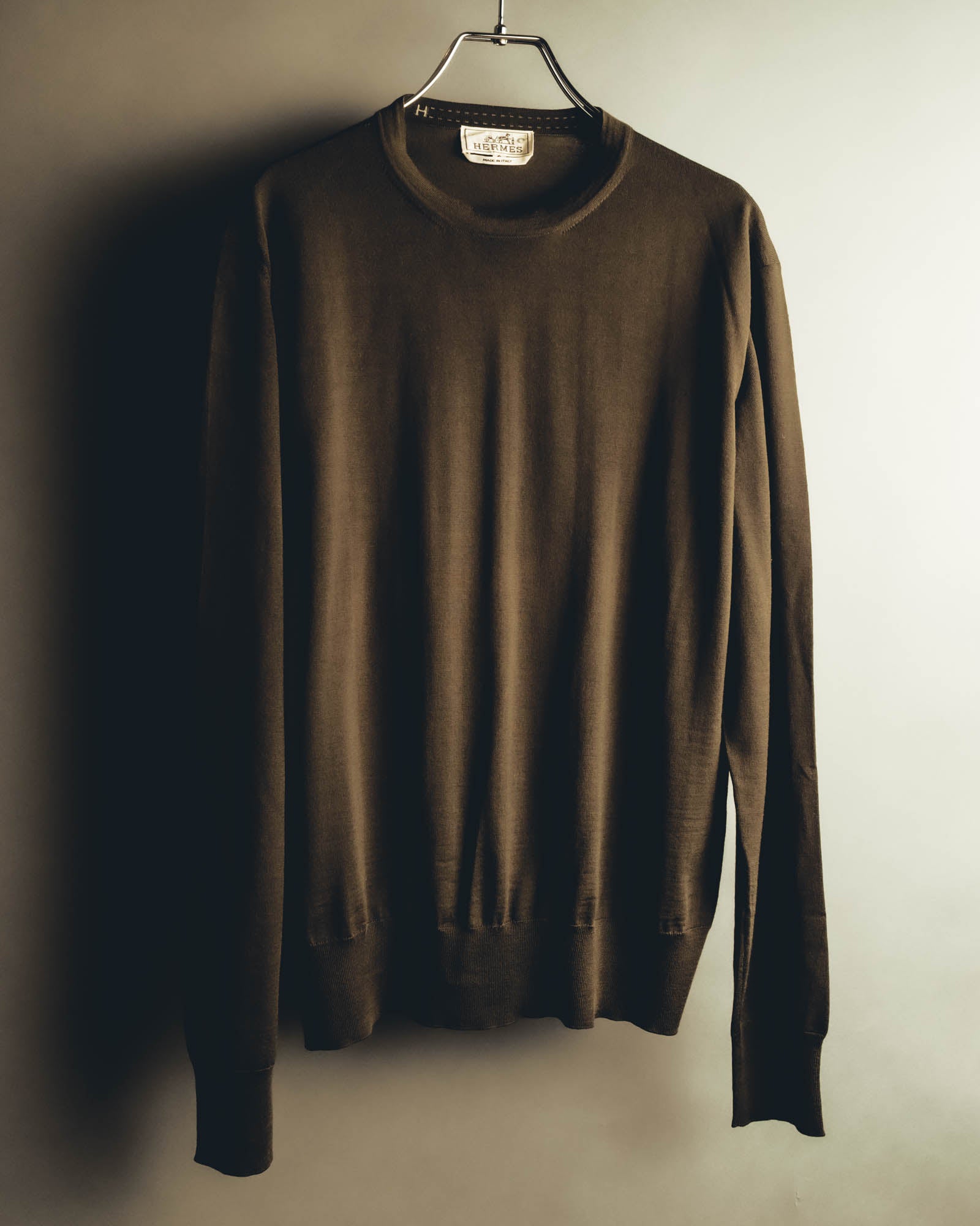 “HERMÈS” 90’s-00’s Extra-fine merino wool crewneck knit