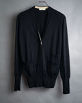 “CELINE” 2010’s Contrast placket wool silk cardigan