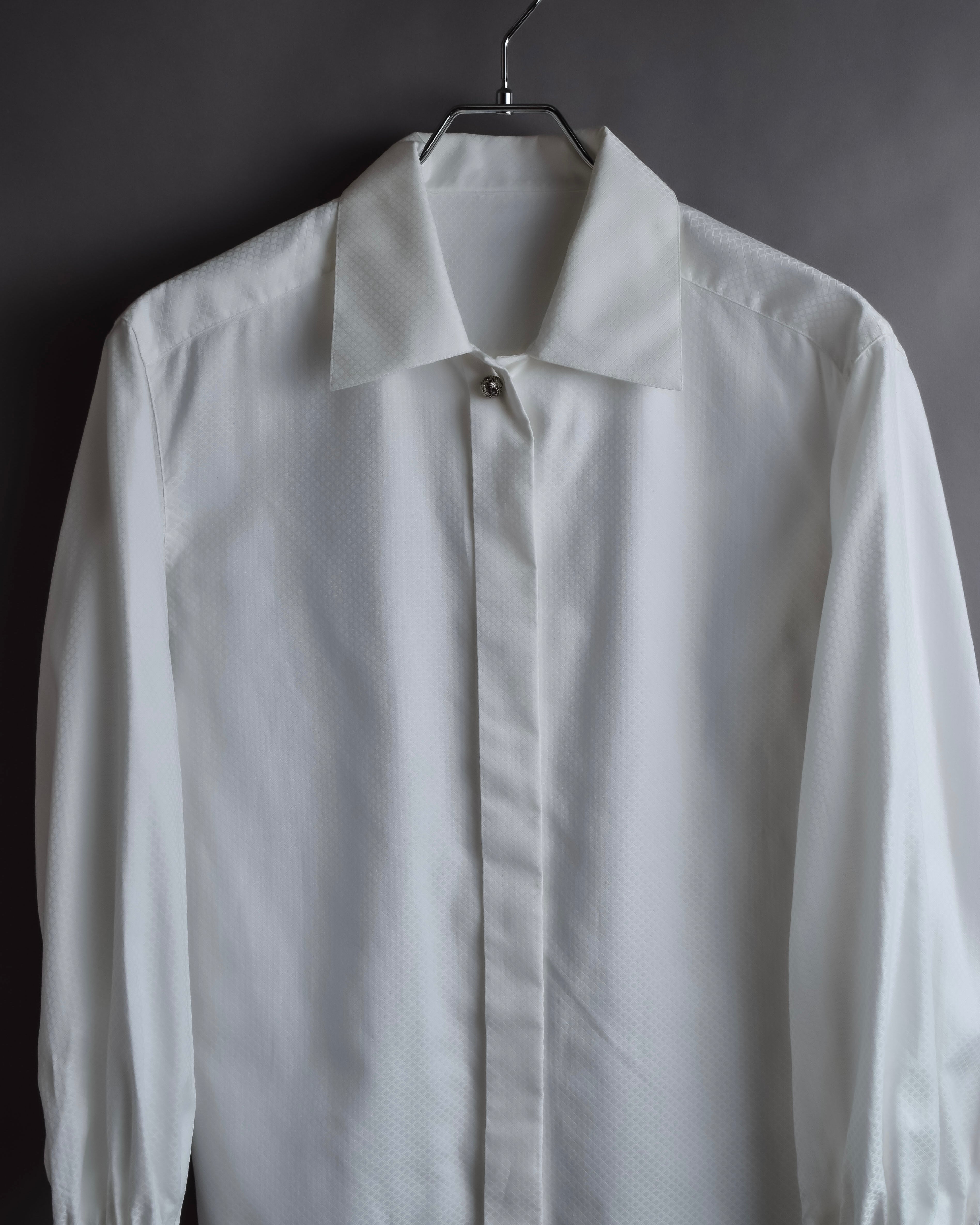 "Christian Dior" Diamond pattern woven metal button shirt