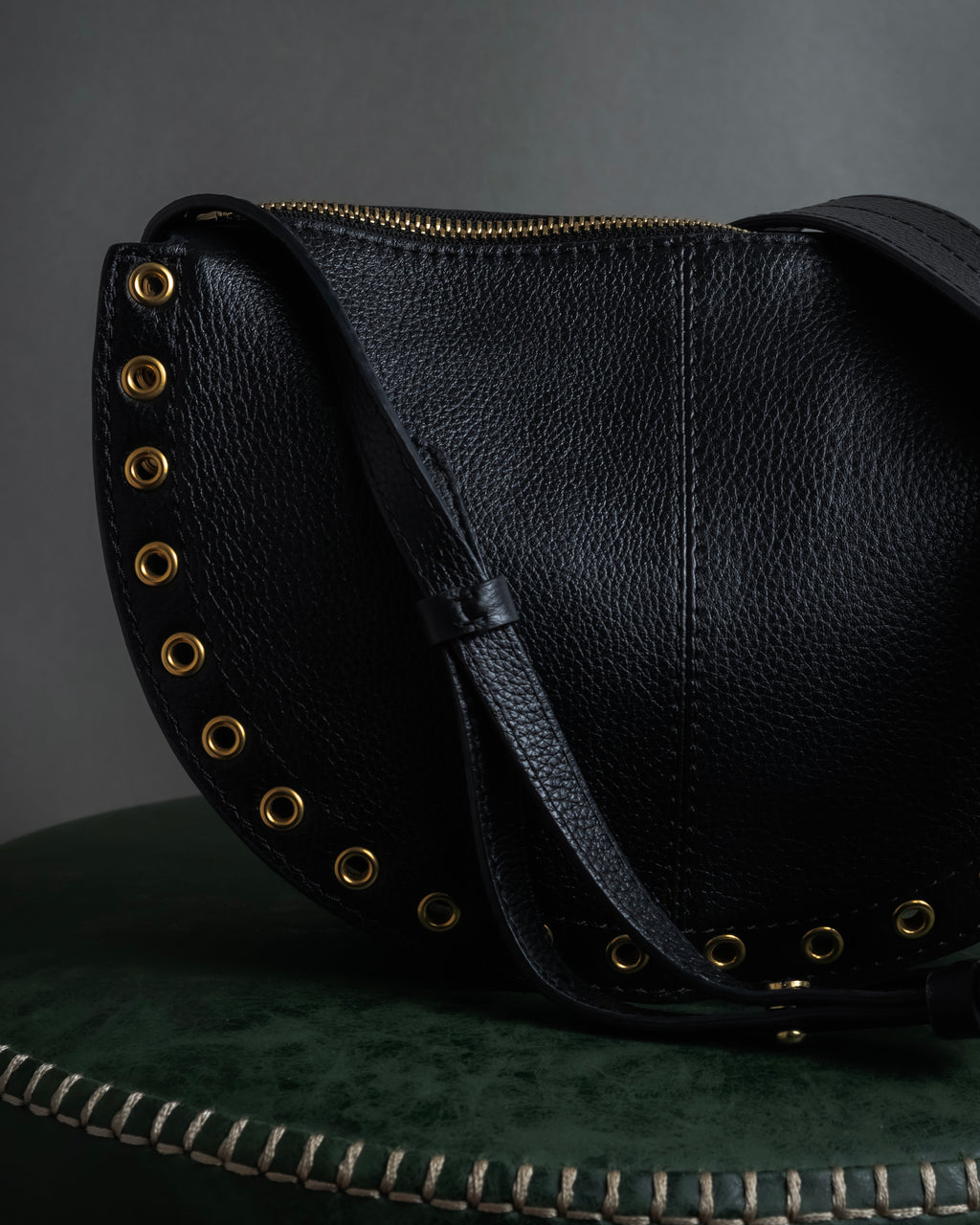 "See by Chloé" Half-moon grommet-detail suede shoulder bag