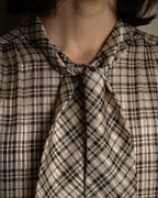 "Saint Laurent" Lame check pattern bow tie shirt
