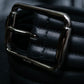 "GUCCI" Silver buckle 3 tier leather belt