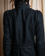 "vanessa bruno" Lace fringe design drawstring cotton linen shirt dress