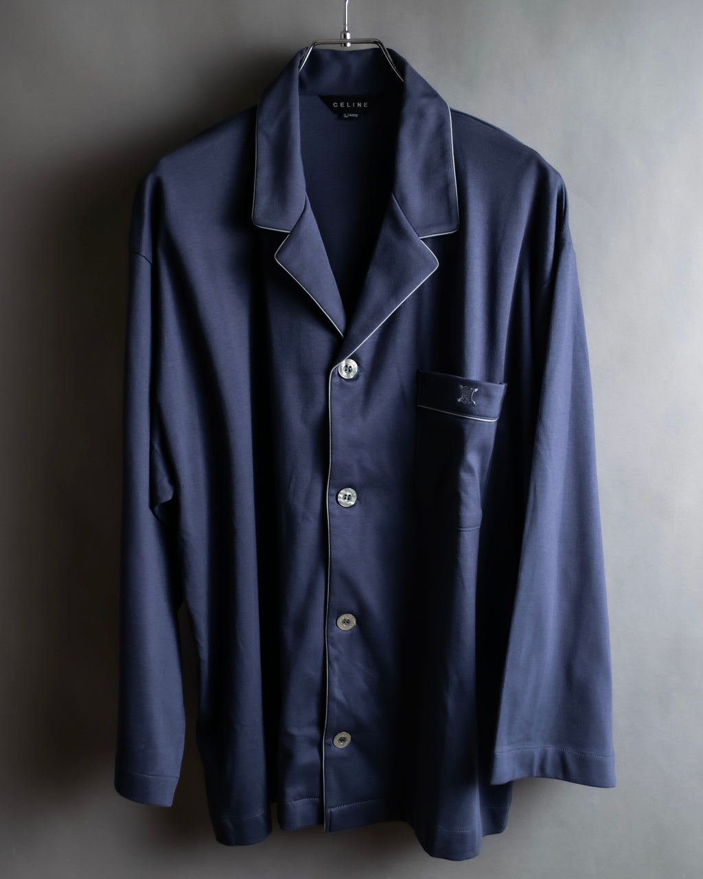 "CELINE" Piping design blue pajama set up