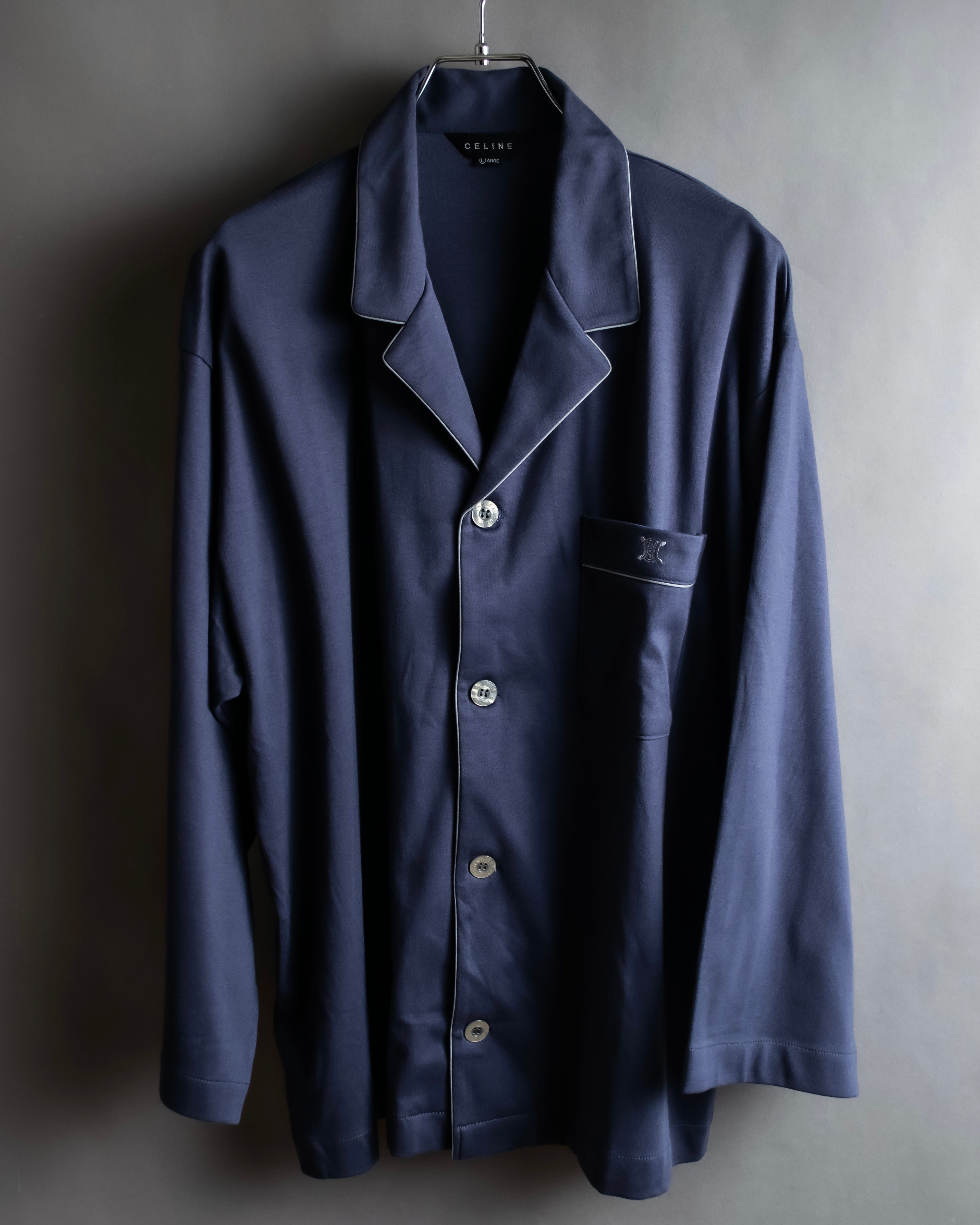 "CELINE" Piping design blue pajama set up