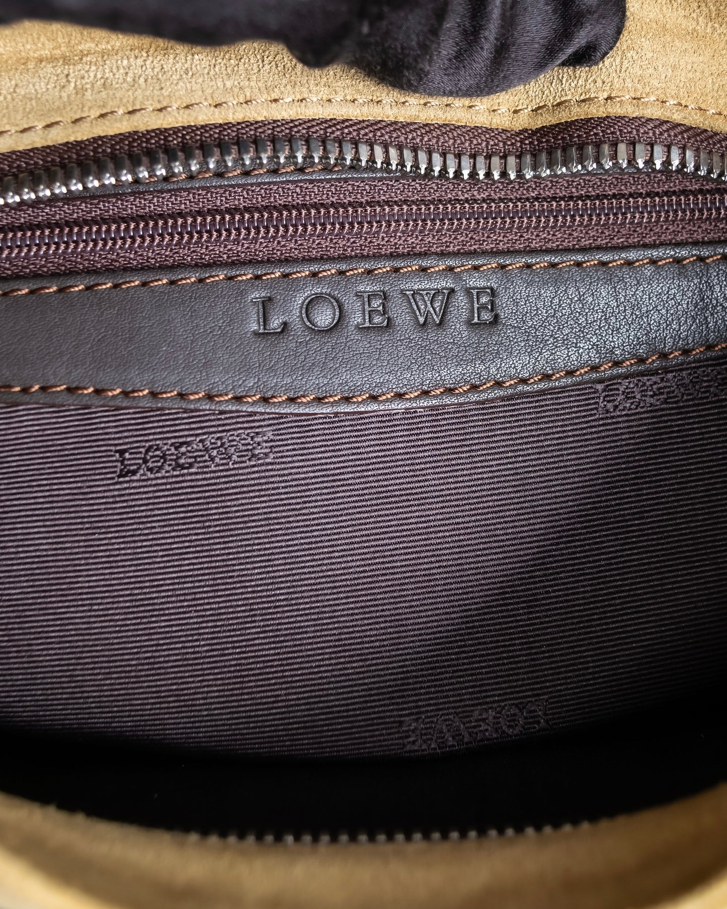 "LOEWE" Anagram logo engraved suede leather tote bag