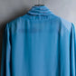 "PIERRE BALMAIN" Beautiful light blue color sheer bowtie blouse