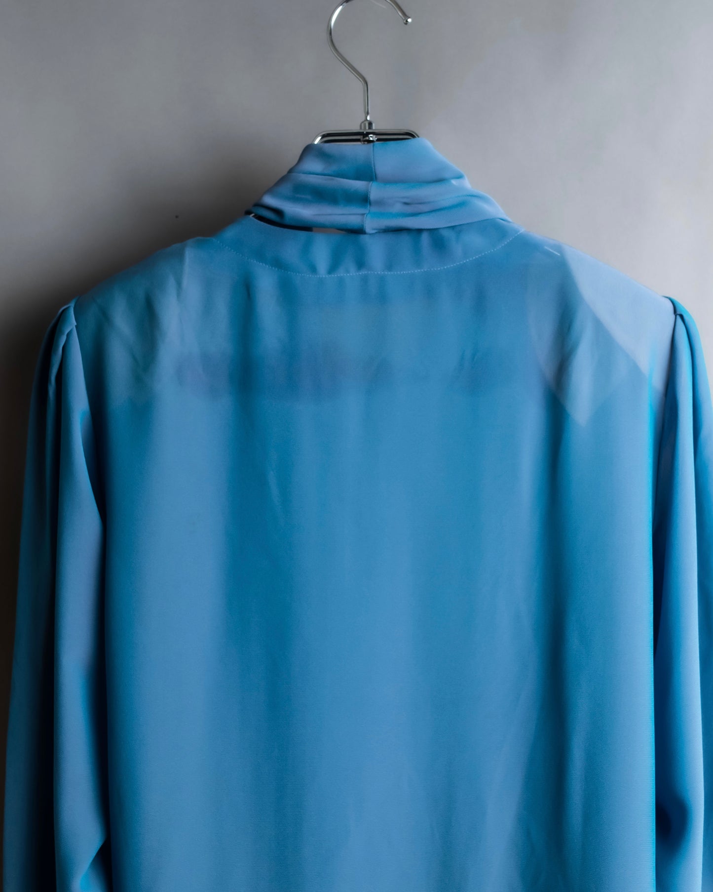 "PIERRE BALMAIN" Beautiful light blue color sheer bowtie blouse