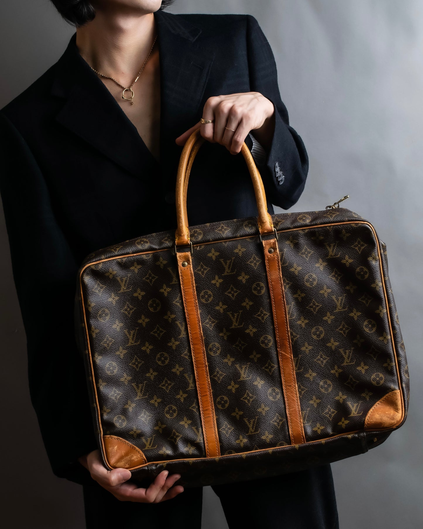 "LOUIS VUITTON" Porto document voyage monogram pattern boston bag