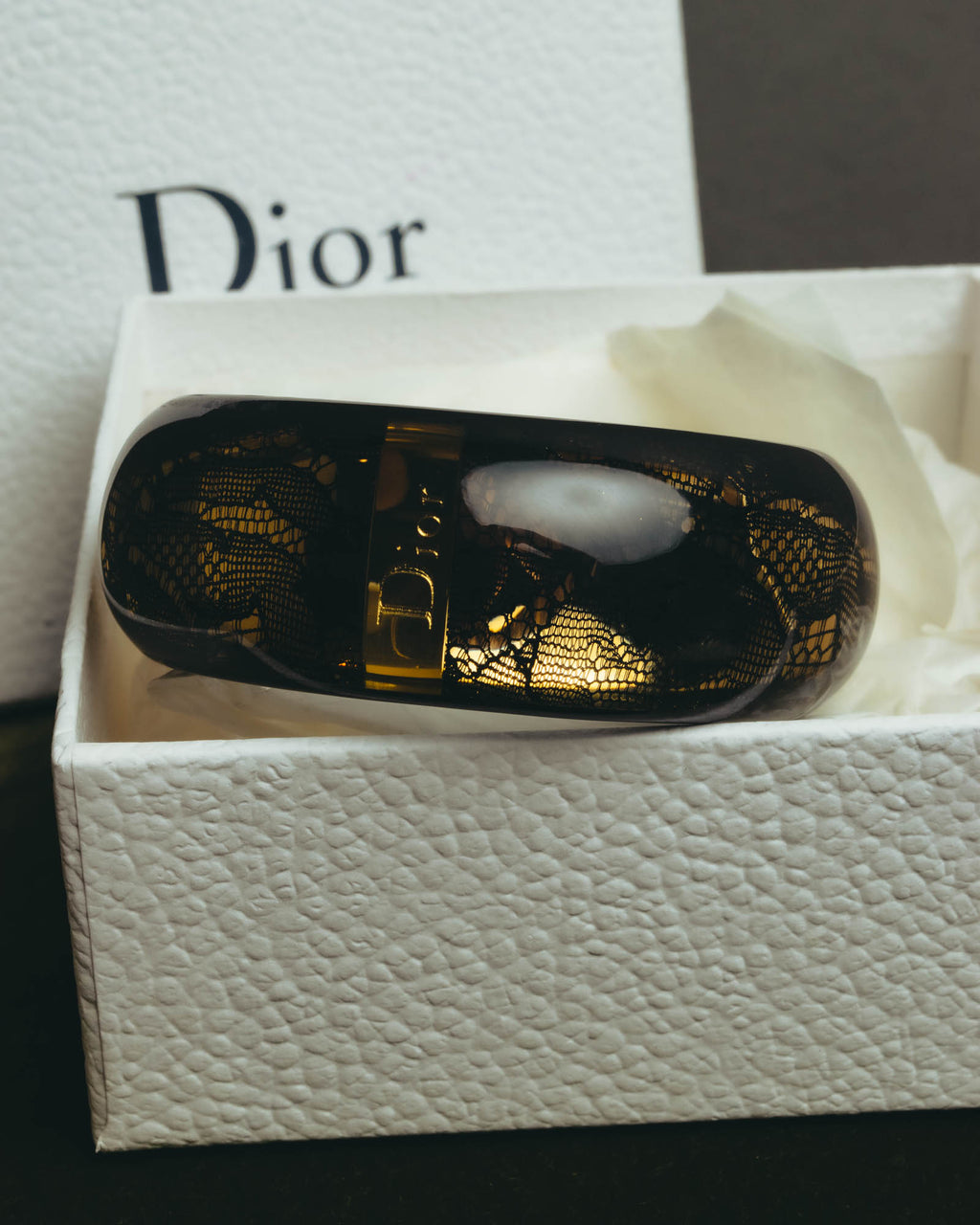 “Dior” 2002-2010 Lace embedded lucite bangle