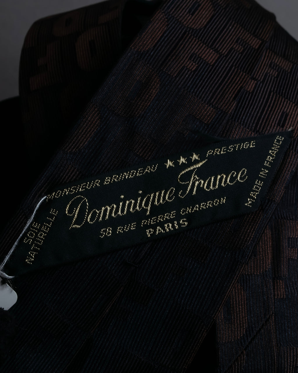 "DOMINIQUE FRANCE" Logo engraved silk necktie