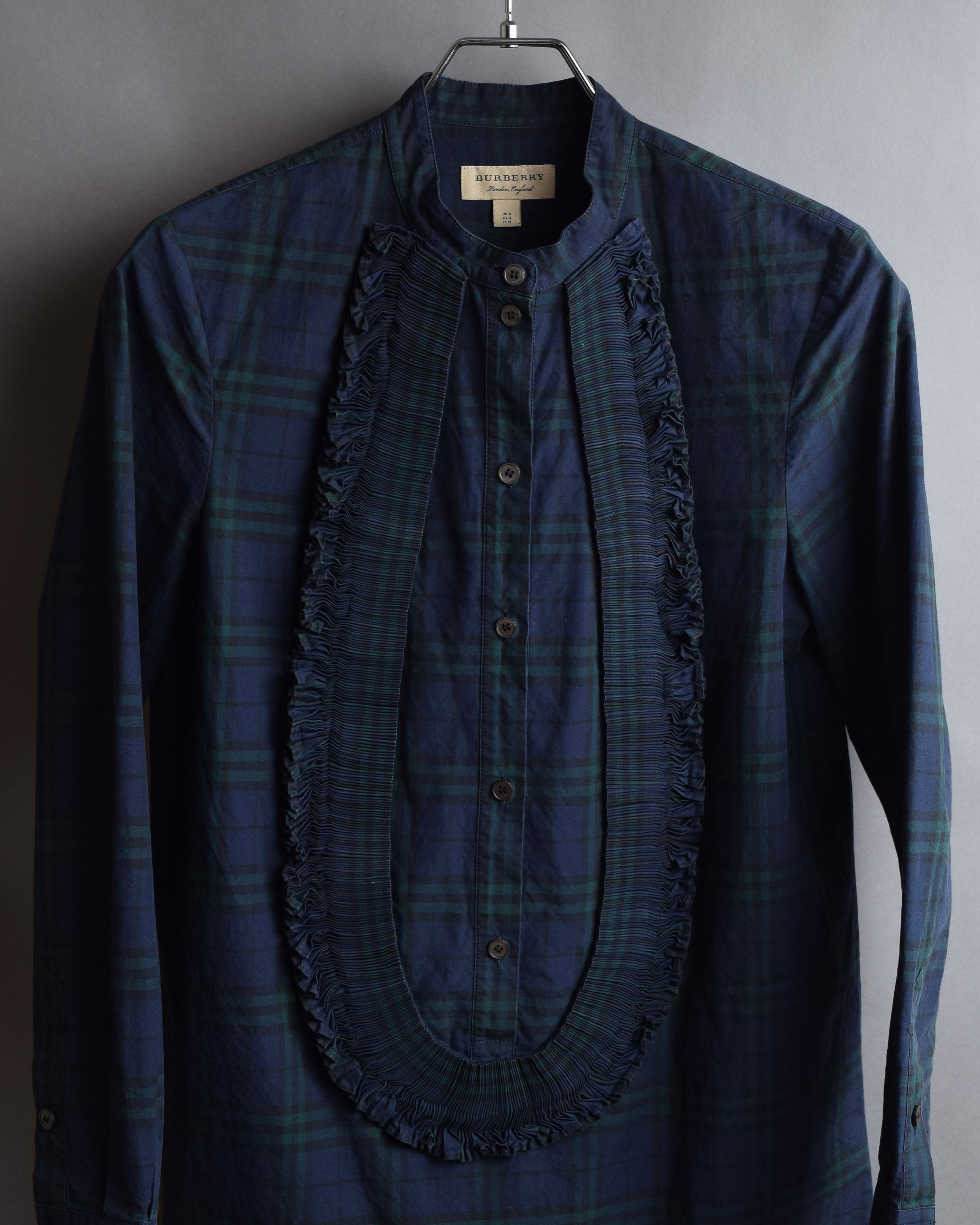 "BURBERRY" Tartan check pattern frill shirt