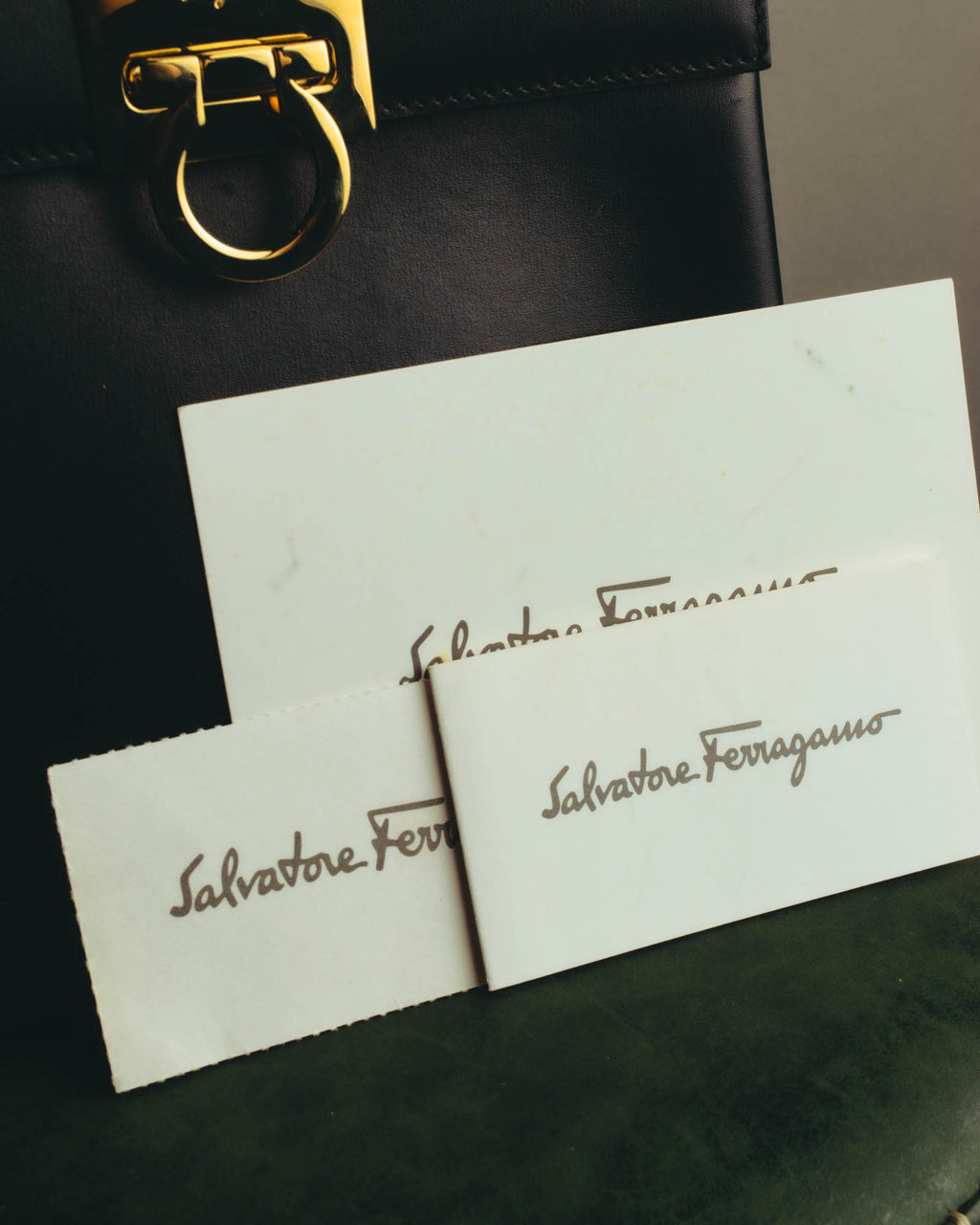 "Salvatore Ferragamo" 90's-00's Structured leather top handle handbag