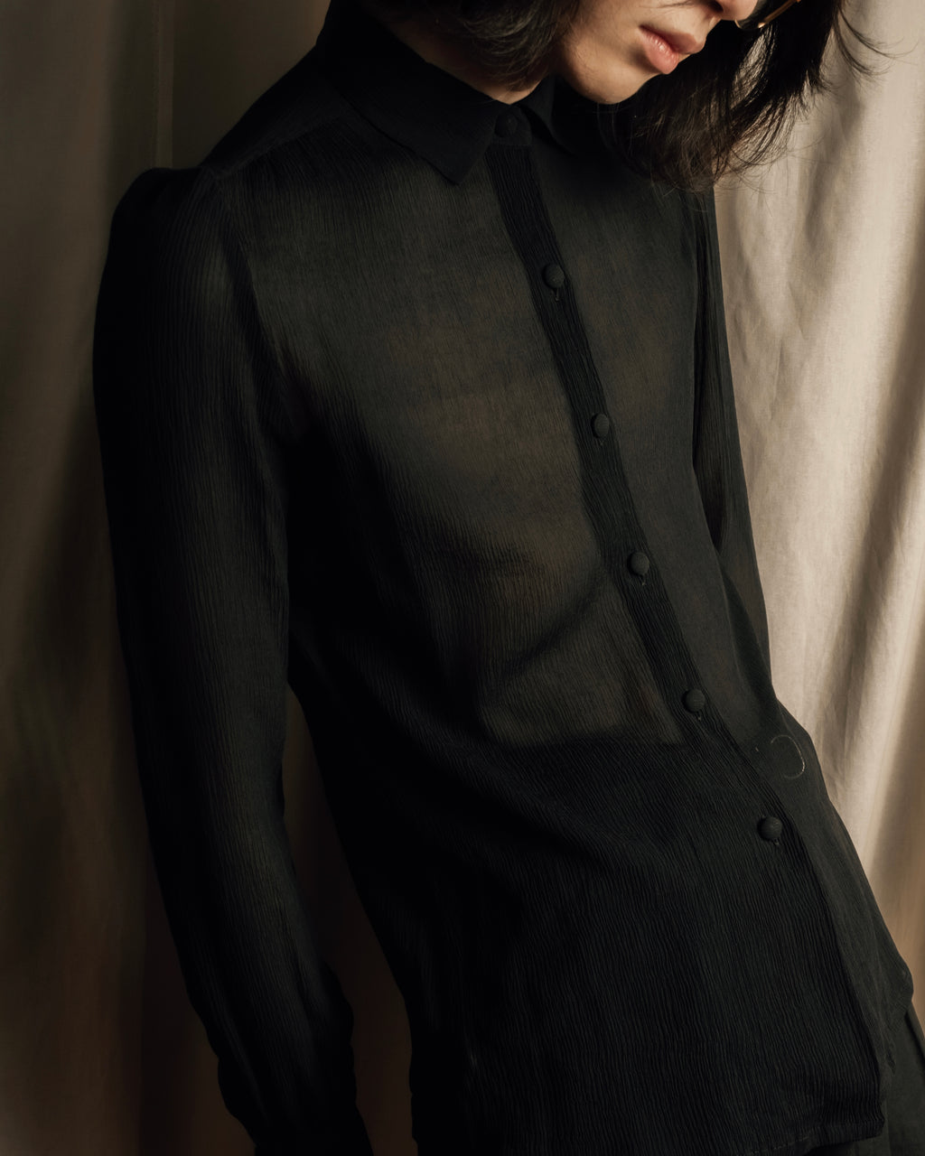 "Christian Dior PRETA PORTER" Compact gathered design crepe fabric blouse