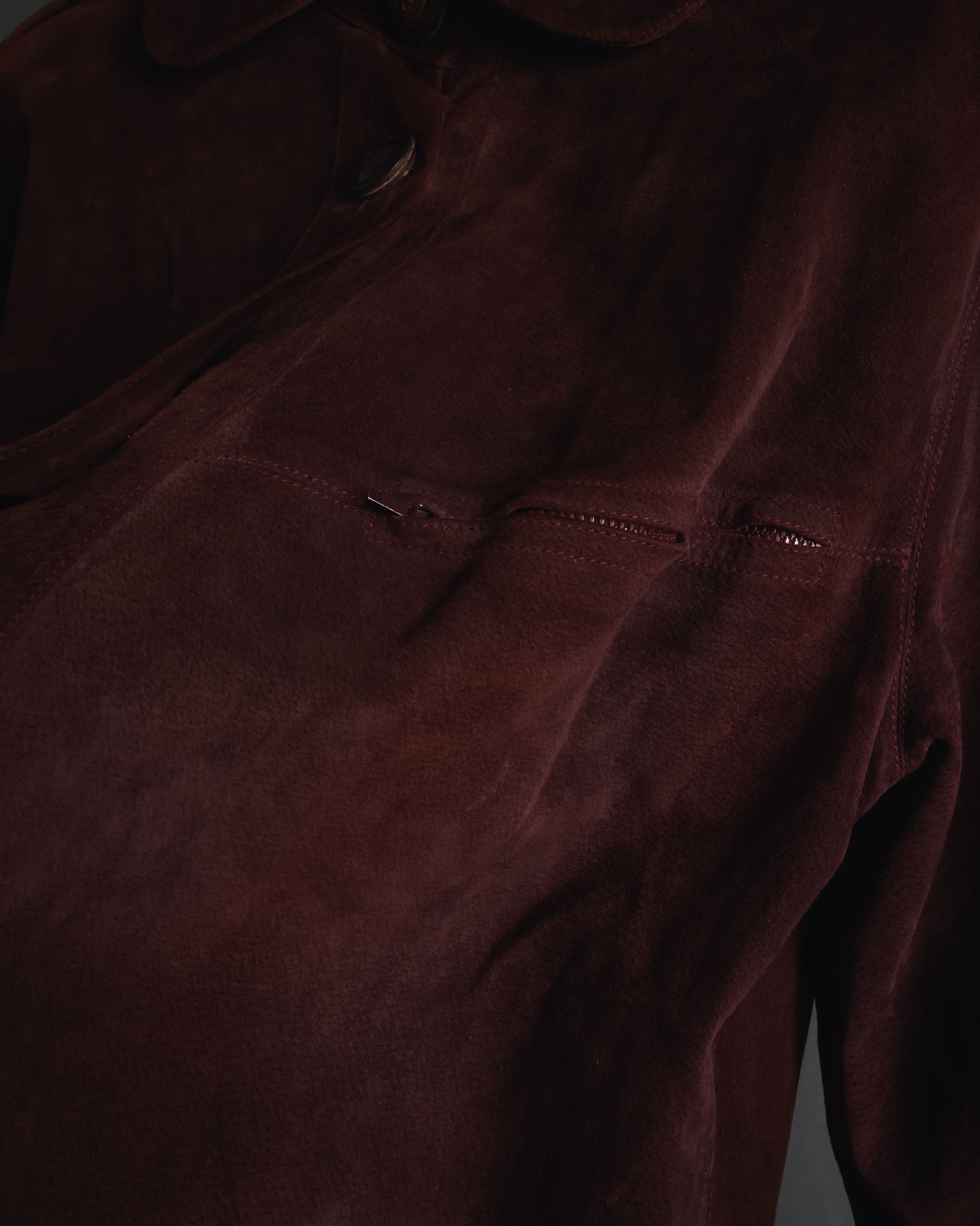 -SPECIAL- "GUCCI" 70’s Suede leather round collar coat