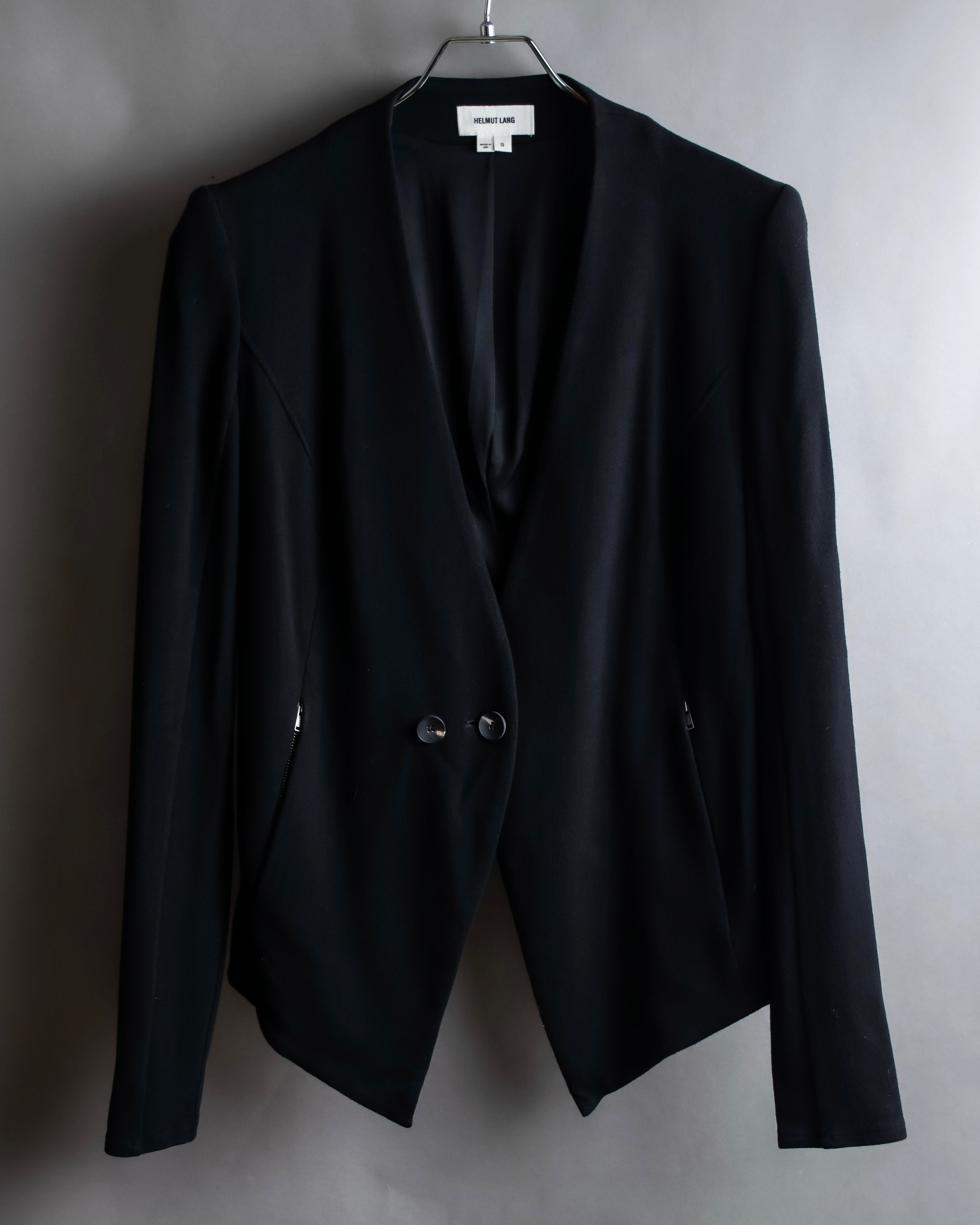 "HELMUT LANG" Zipper design sharp angle cutaway jacket