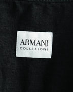 -MOOD MILLÉSIMES- 00’s black linen epaulet half-sleeve shirt by “ARMANI COLLEZIONI”