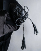 "GIANNI VERSACE" Tassel lace-up design A-line silhouette black dress