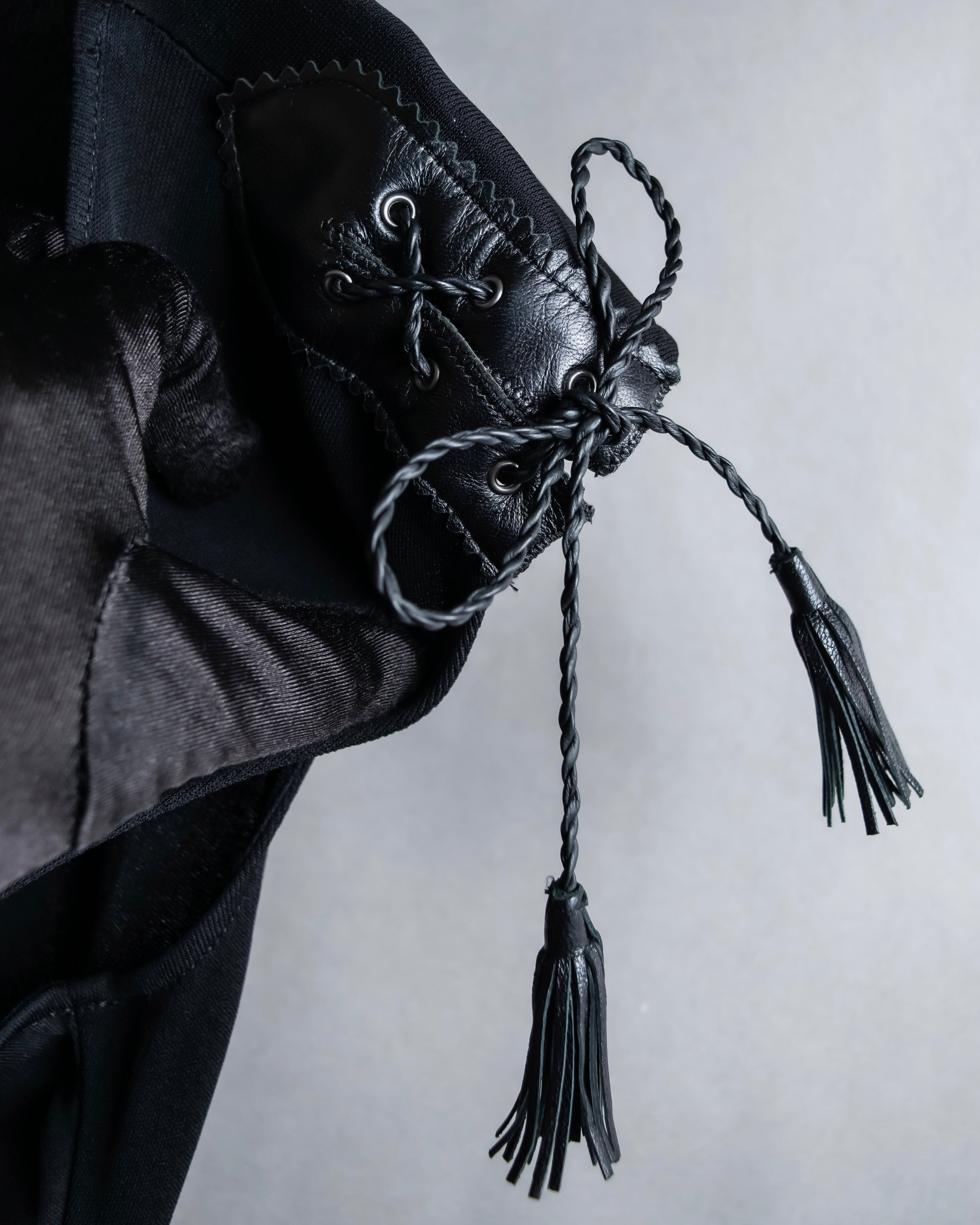 "GIANNI VERSACE" Tassel lace-up design A-line silhouette black dress