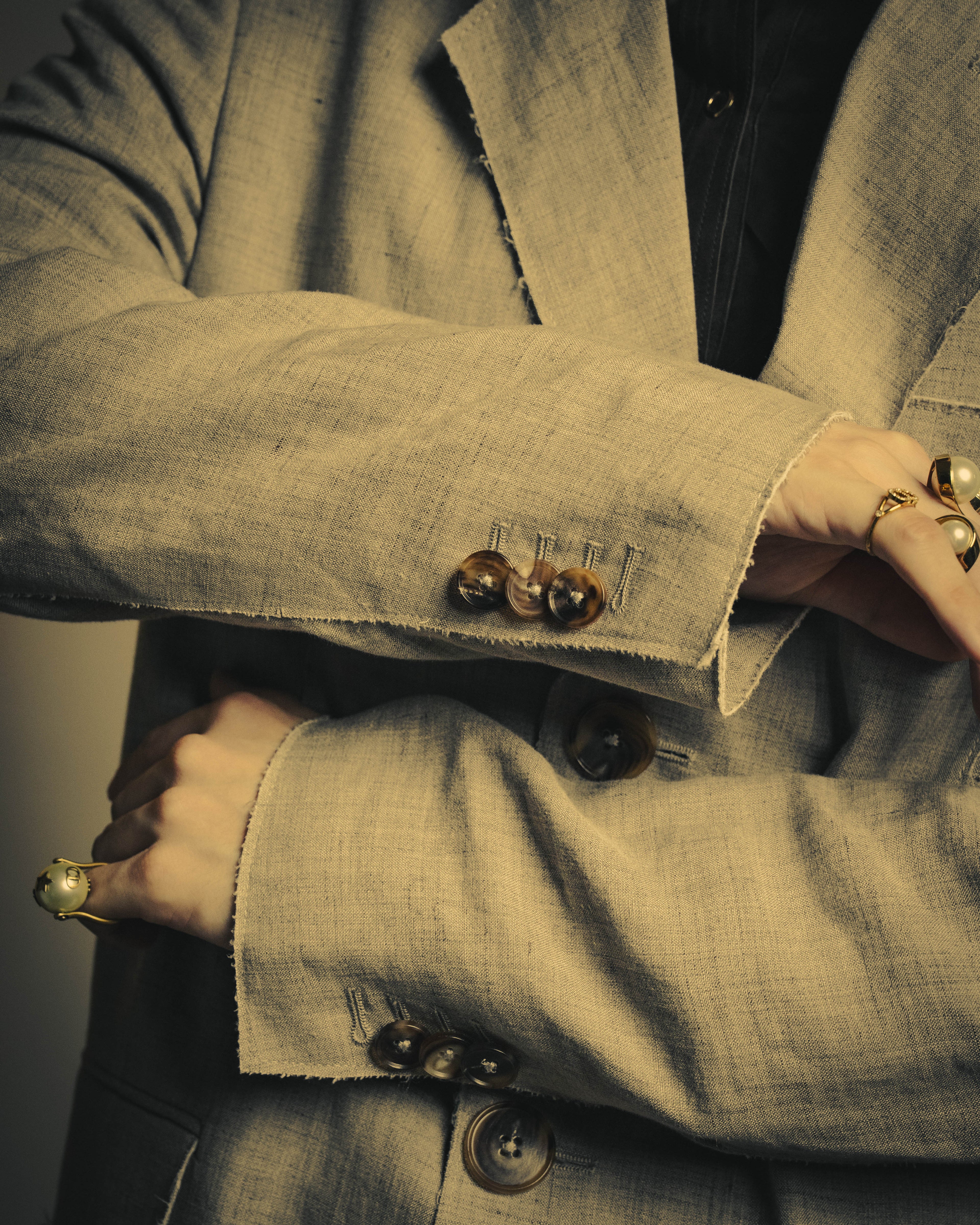 -SPECIAL- “Maison Martin Margiela” 2014SS raw-edge linen tailored jacket