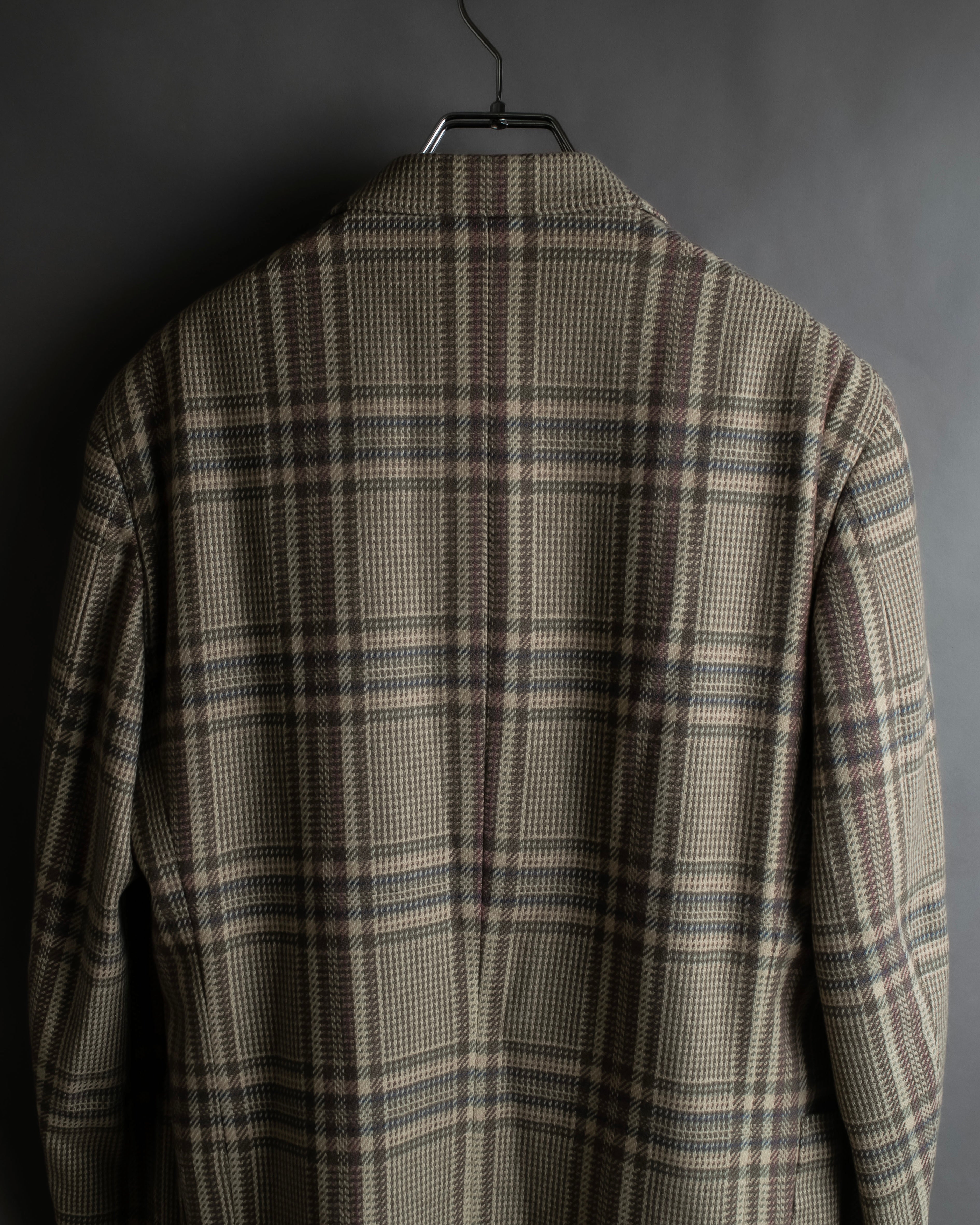 "BURBERRYS" Windowpane pattern tweed tailored jacket