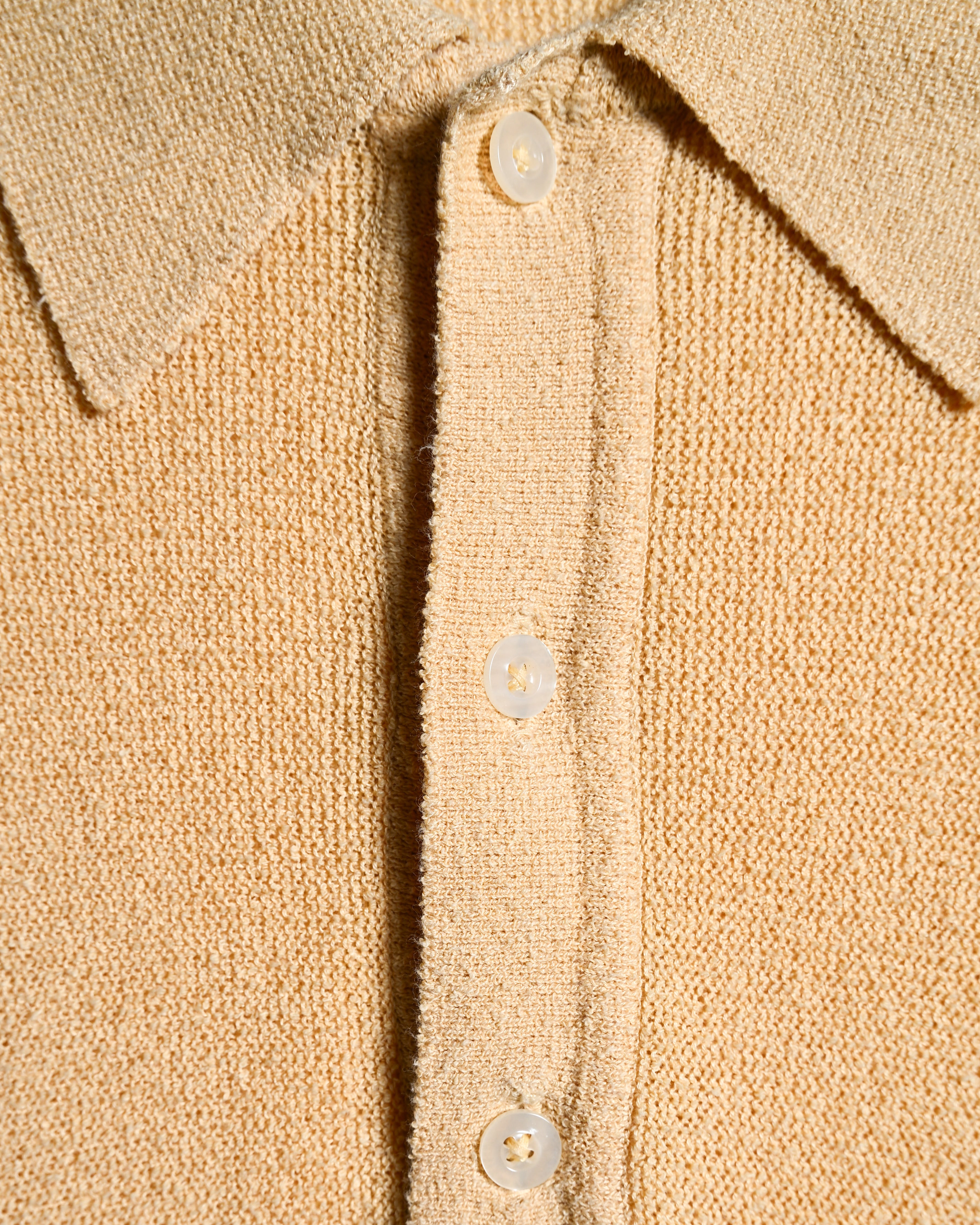 VINTAGE/ Relax Sized Summer Knit Polo Shirt Yellow