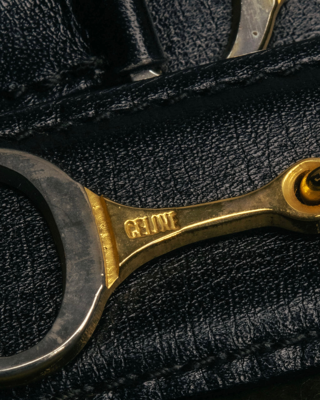 “CÉLINE” 70’s-80’s horsebit chain leather belt