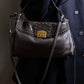 "Sergio Rossi" Stud design horizontal leather 2way shoulder bag