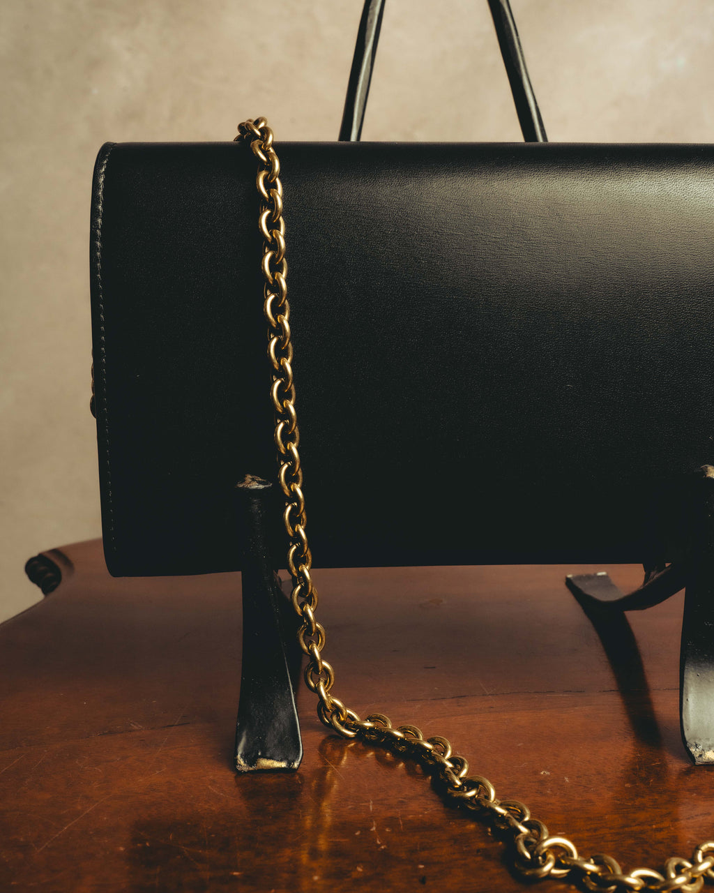 -SPECIAL- “Saint Laurent” 20’s Le Maillon smooth leather chain wallet