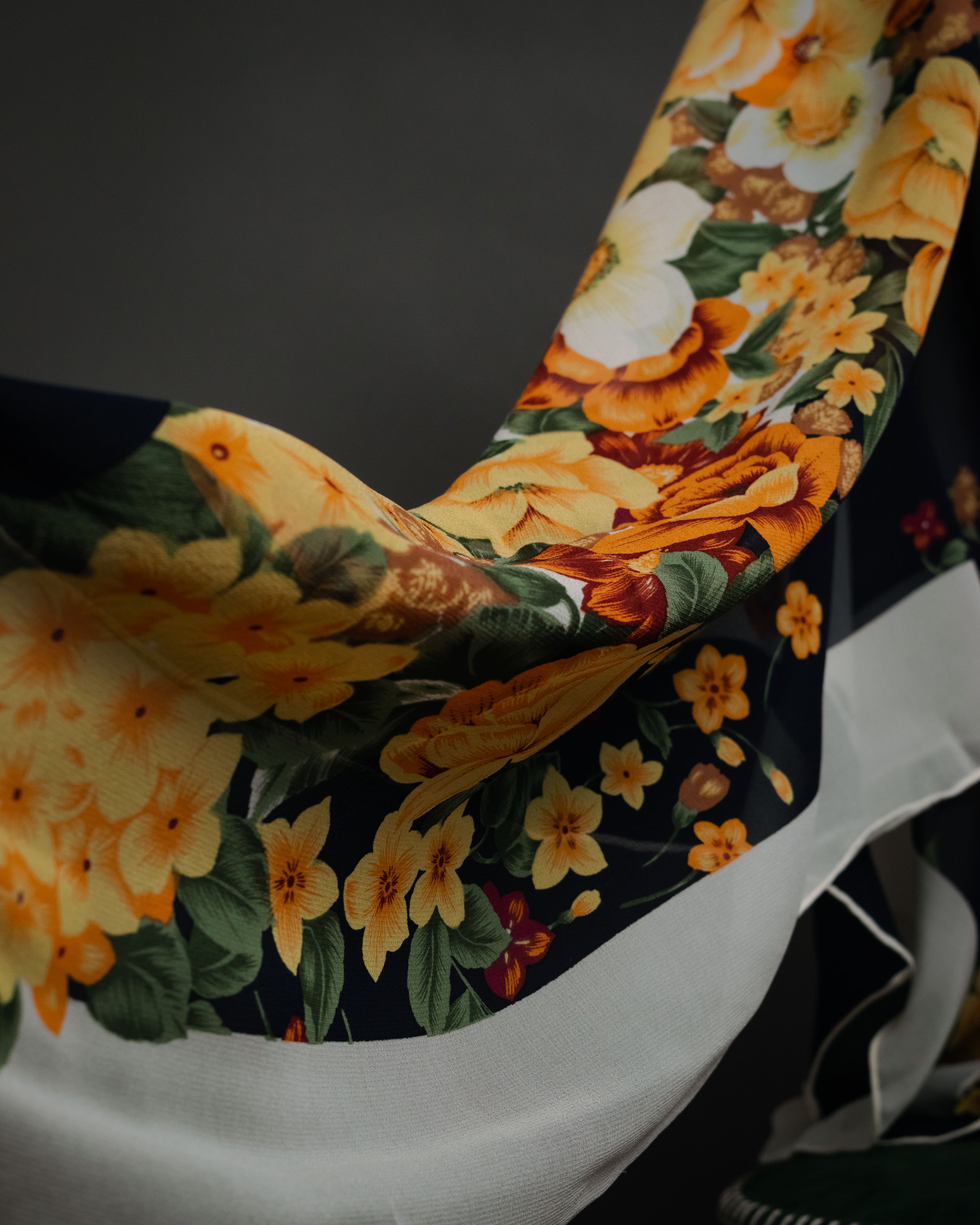 “Christian Dior” 80’s–90’s Botanical silk floral scarf