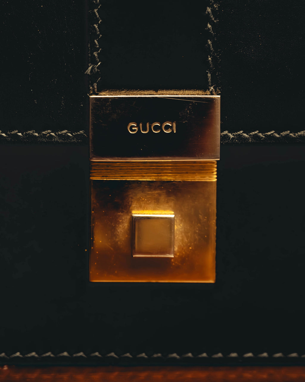 "GUCCI" 70's-80's Structured leather shoulder bag