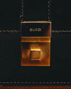 "GUCCI" 70's-80's Structured leather shoulder bag