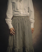 -SPECIAL- “Christian Dior” 2021 cruise striped linen silk tiered skirt