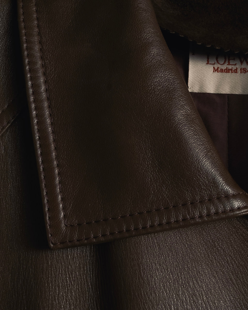 -SPECIAL- "LOEWE" 80’s Military detail stencil leather coat