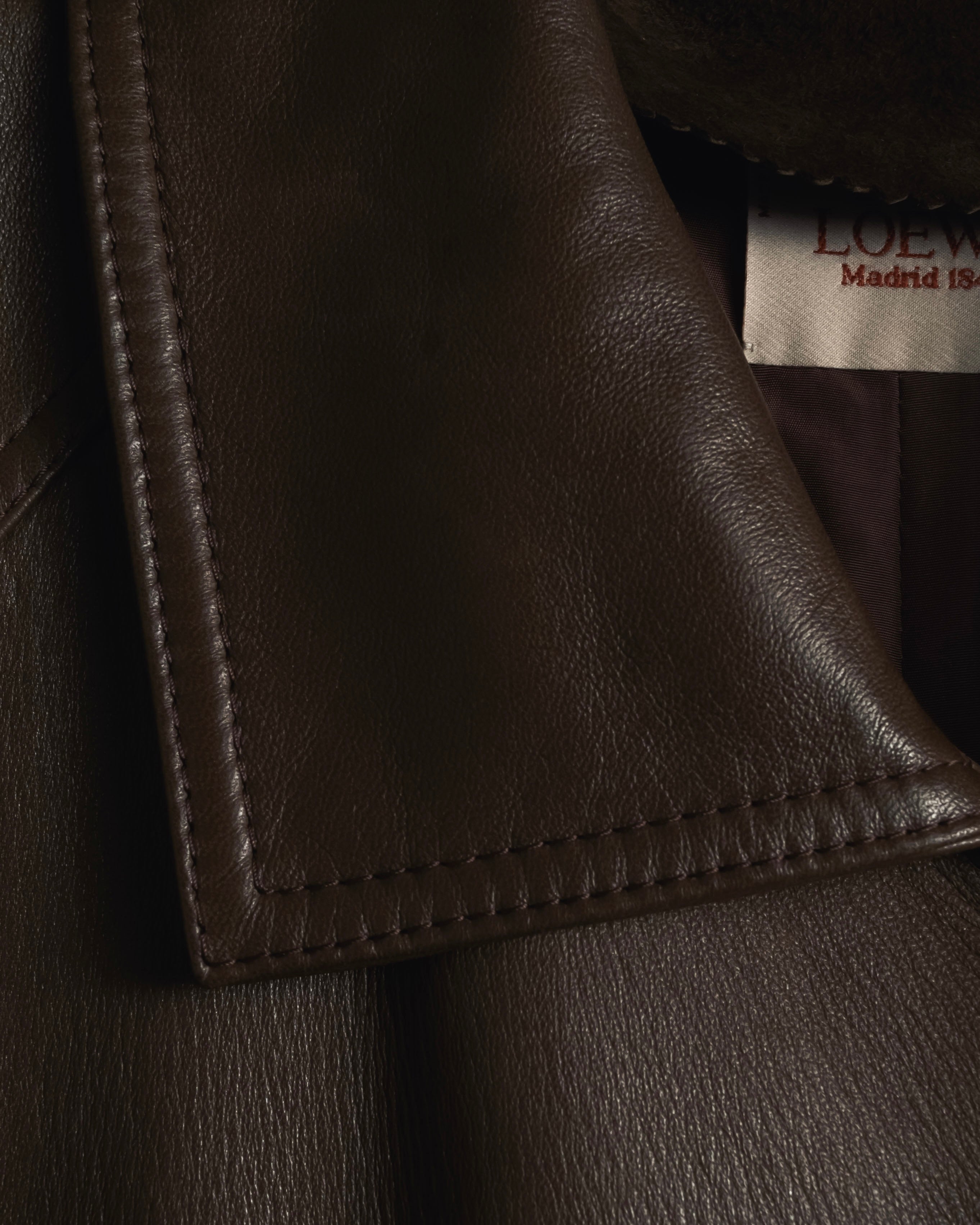 -SPECIAL- "LOEWE" 80’s Military detail stencil leather coat