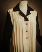 –SPECIAL– “CHANEL” 80’s-90’s pleated silk velvet trim blouse