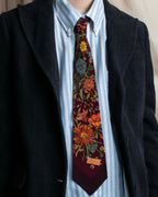 "GUCCI" Flower motif vintage logo design silk neck tie