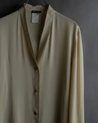 "GIORGIO ARMANI" Ivory color no collar silk shirt