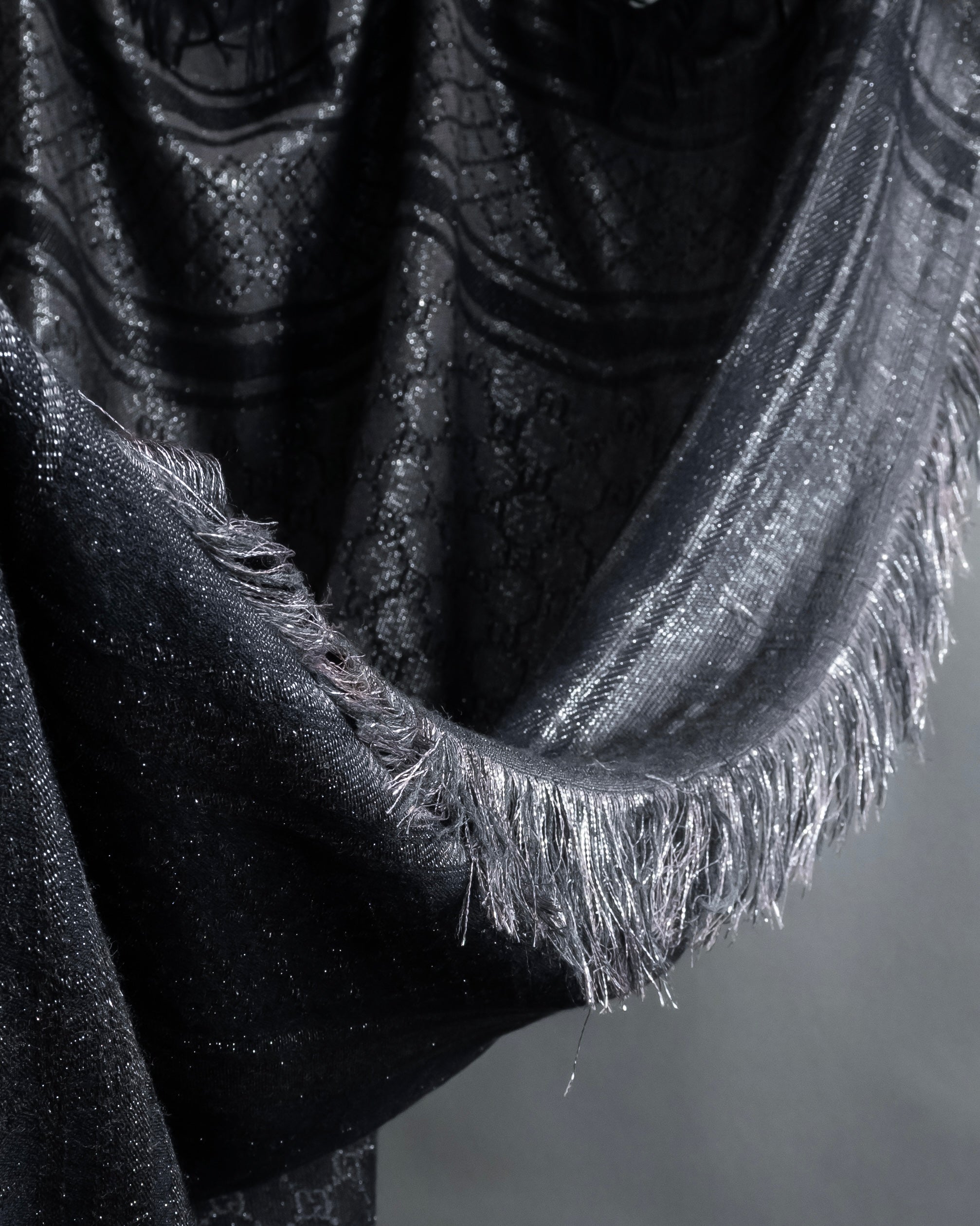 "GUCCI" GG pattern glitter blend woven large stole