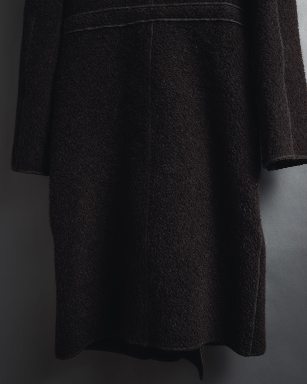 "FENDI" 90’s-00’s Sculptural belted leopard cat fur collar alpaca coat