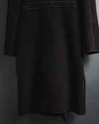 "FENDI" 90’s-00’s Sculptural belted leopard cat fur collar alpaca coat